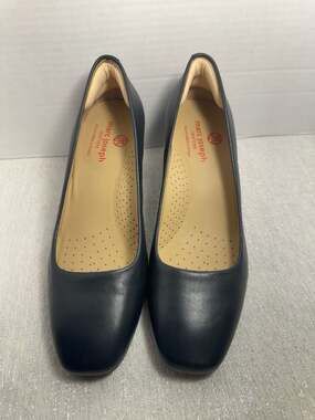 Marc Joseph New York Women's Leather Block Heel Pumps Navy Size 6.5